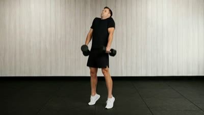 Calf Raise to Shrug (Dumbbell)