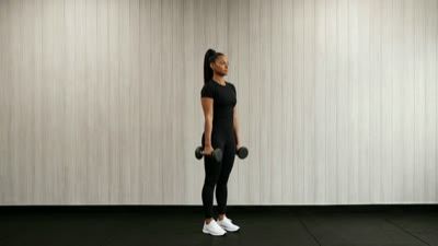 Standing Hammer Curl to Front Press (Dumbbell)