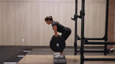 Elevated Platform Barbell Romanian Deadlift