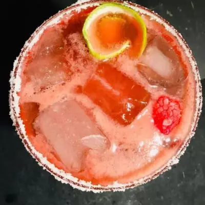 Bubbling Raspberry Margarita on the Rocks