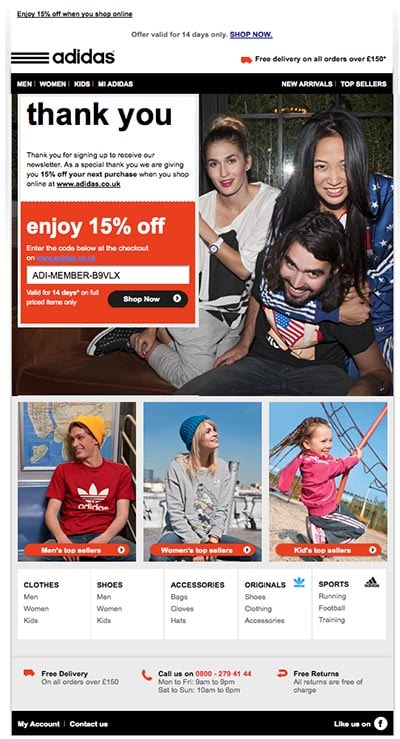 Adidas email sign up online