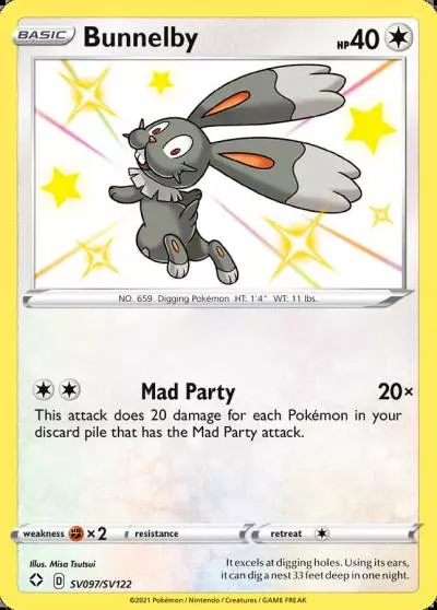 Bunnelby SV097/122 Shining Fates Shiny Vault Pokemon card