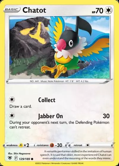 Chatot 129/189 Astral Radiance Pokemon card