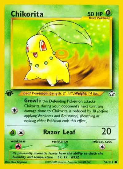 Chikorita 54/111 Neo Genesis Pokemon card