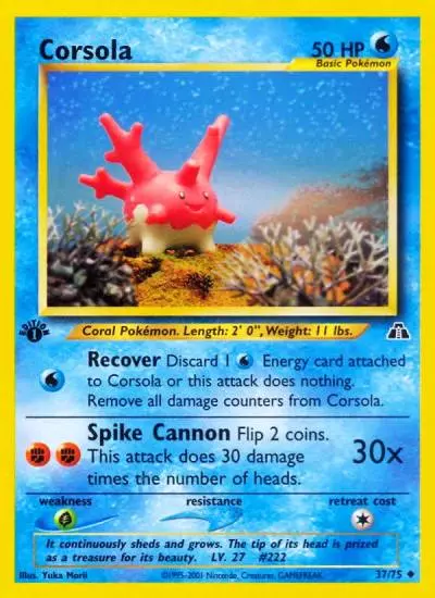 Corsola 37/75 Neo Discovery Pokemon card