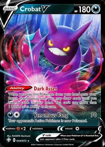 Crobat V 44/72 Shining Fates Pokemon card