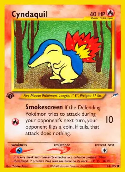 Cyndaquil 61/105 Neo Destiny Pokemon card