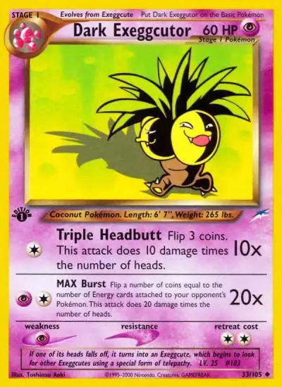 Dark Exeggutor 33/105 Neo Destiny Pokemon card