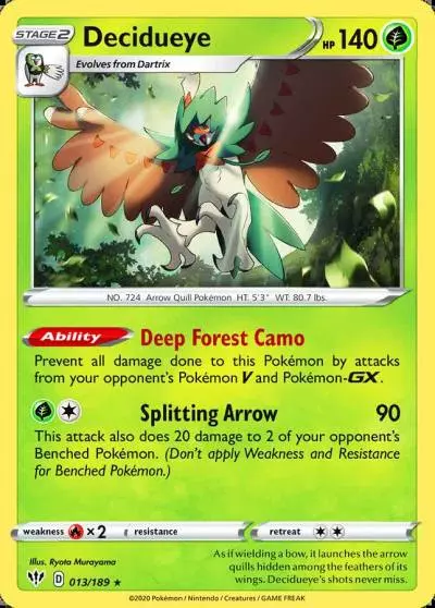 Decidueye 13/189 Darkness Ablaze Pokemon card