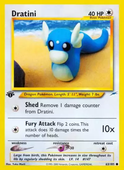 Dratini 63/105 Neo Destiny Pokemon card