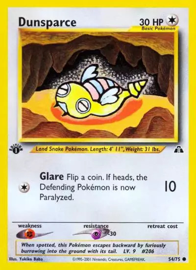 Dunsparce 54/75 Neo Discovery Pokemon card