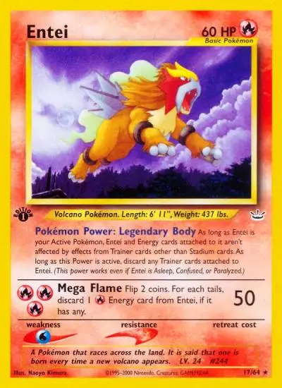 Entei 17/64 Neo Revelation Pokemon card