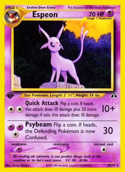 Espeon 20/75 Neo Discovery Pokemon card
