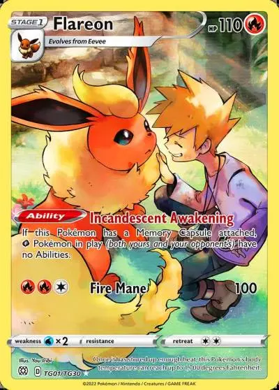 Flareon TG01/30 Brilliant Stars Trainer Gallery Pokemon card