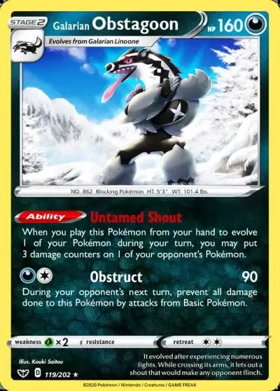 Galarian Obstagoon 119/202 Sword & Shield Pokemon card