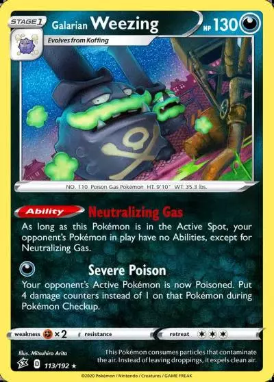 Galarian Weezing 113/192 Rebel Clash Pokemon card