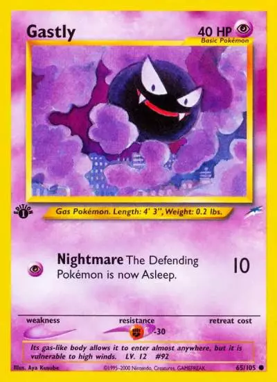Gastly 65/105 Neo Destiny Pokemon card