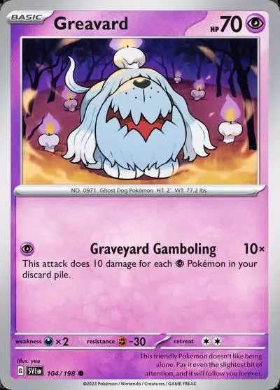 Greavard 104/198 Scarlet & Violet Pokemon card