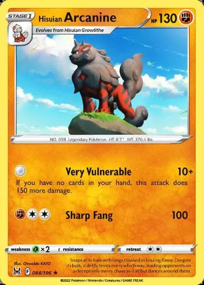 Hisuian Arcanine 84/196 Lost Origin Pokemon card