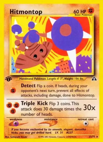 Hitmontop 22/75 Neo Discovery Pokemon card