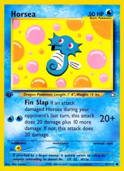 Horsea 62/111 Neo Genesis Pokemon card