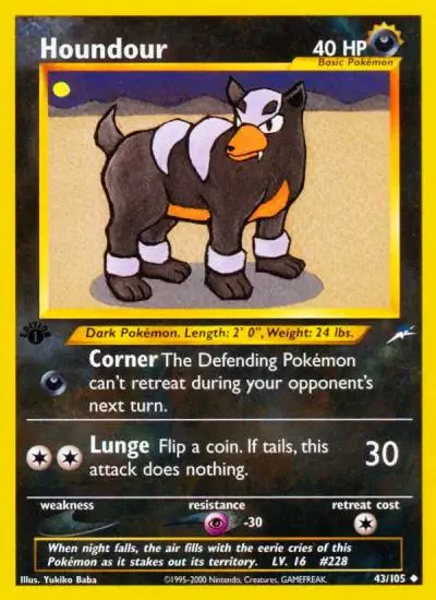 Houndour 43/105 Neo Destiny Pokemon card