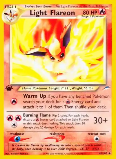 Light Flareon 46/105 Neo Destiny Pokemon card