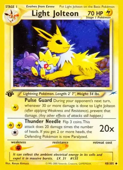Light Jolteon 48/105 Neo Destiny Pokemon card