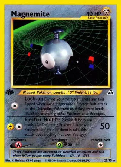 Magnemite 26/75 Neo Discovery Pokemon card