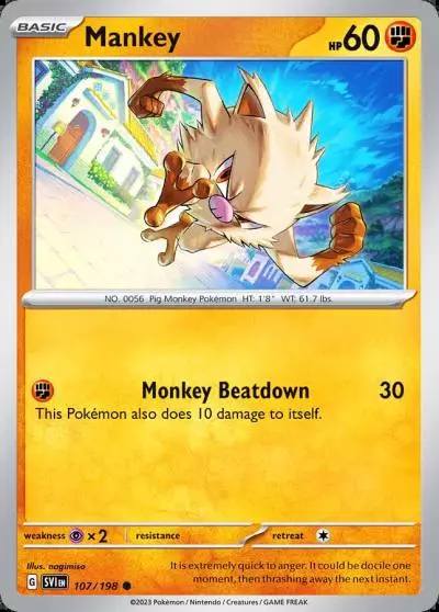 Mankey 107/198 Scarlet & Violet Pokemon card