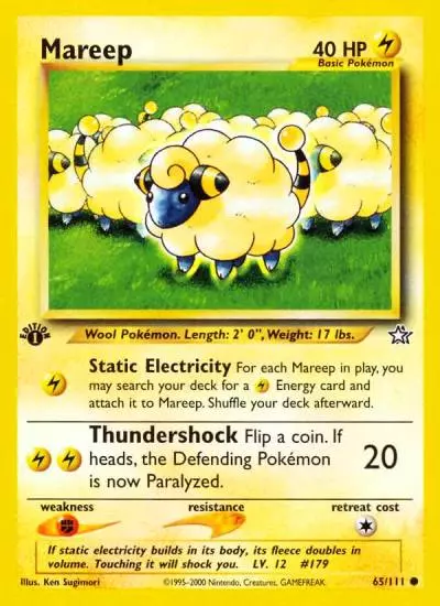 Mareep 65/111 Neo Genesis Pokemon card
