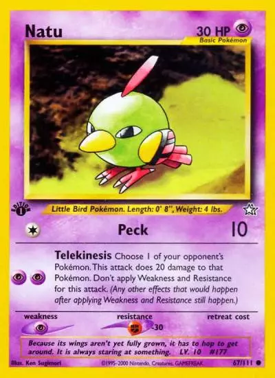 Natu 67/111 Neo Genesis Pokemon card