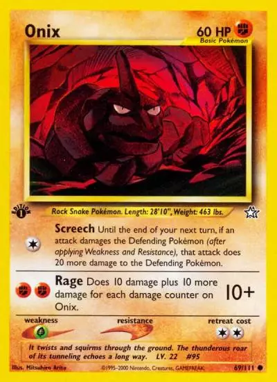 Onix 69/111 Neo Genesis Pokemon card