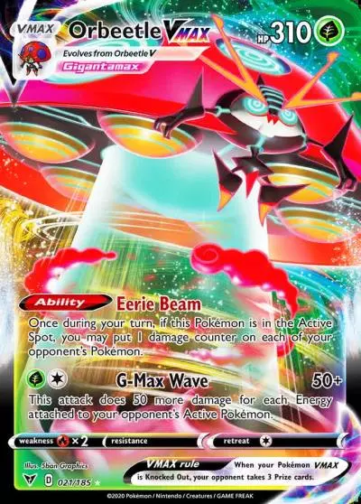 Orbeetle VMAX 21/185 Vivid Voltage Pokemon card
