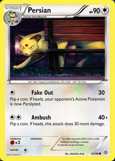 Persian 62/98 Ancient Origins Pokemon card