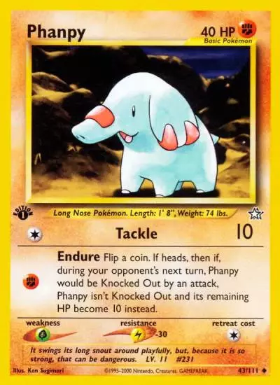Phanpy 43/111 Neo Genesis Pokemon card