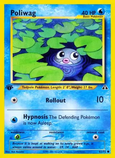 Poliwag 62/75 Neo Discovery Pokemon card