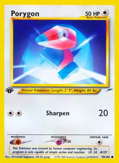 Porygon 78/105 Neo Destiny Pokemon card
