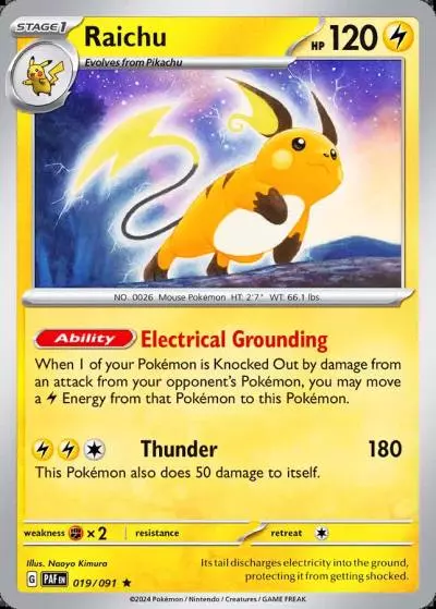 Raichu 19/91 Paldean Fates Pokemon card