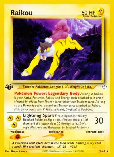 Raikou 22/64 Neo Revelation Pokemon card