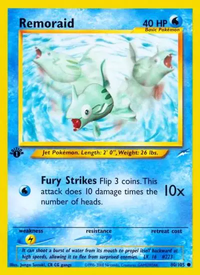 Remoraid 80/105 Neo Destiny Pokemon card
