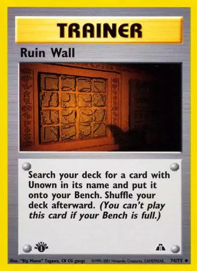 Ruin Wall 74/75 Neo Discovery Pokemon card