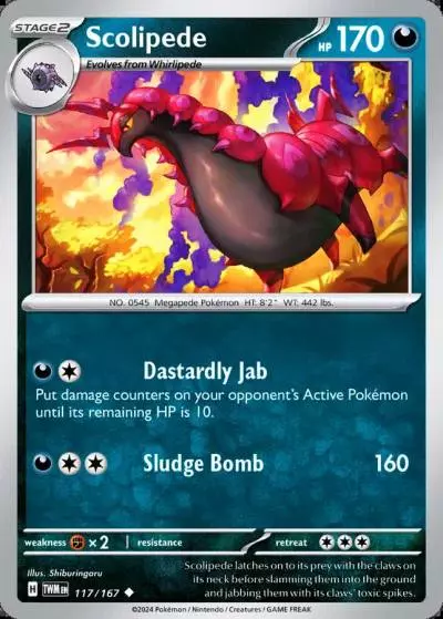 Scolipede 117/167 Twilight Masquerade Pokemon card