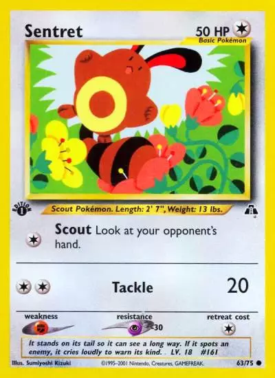 Sentret 63/75 Neo Discovery Pokemon card
