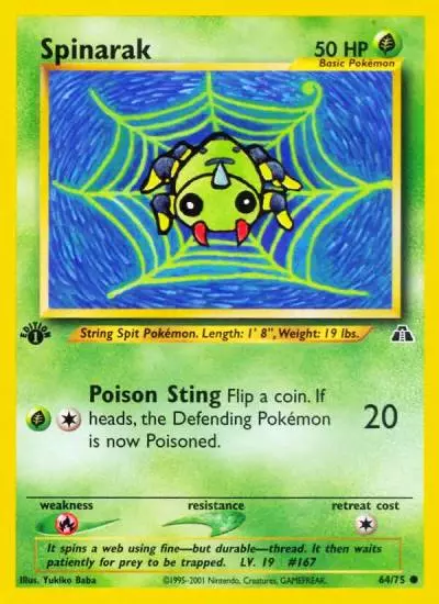 Spinarak 64/75 Neo Discovery Pokemon card