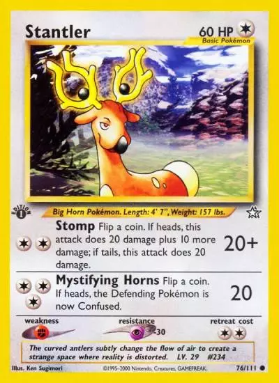 Stantler 76/111 Neo Genesis Pokemon card