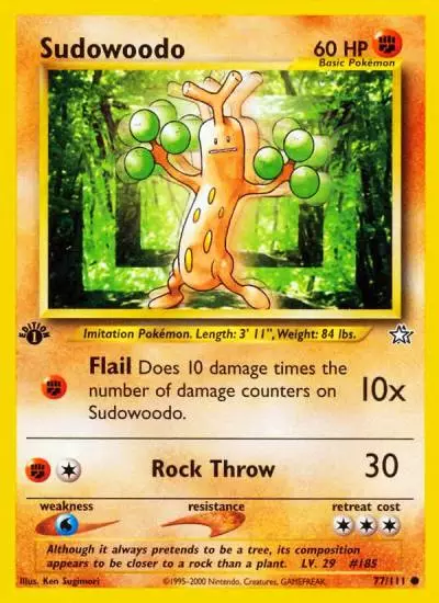 Sudowoodo 77/111 Neo Genesis Pokemon card