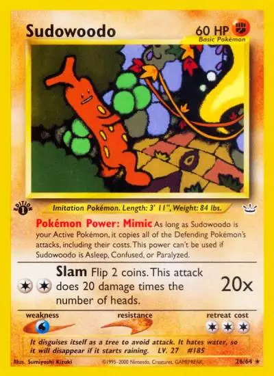 Sudowoodo 26/64 Neo Revelation Pokemon card