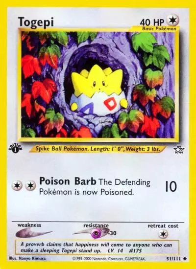 Togepi 51/111 Neo Genesis Pokemon card