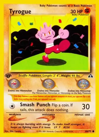 Tyrogue 66/75 Neo Discovery Pokemon card